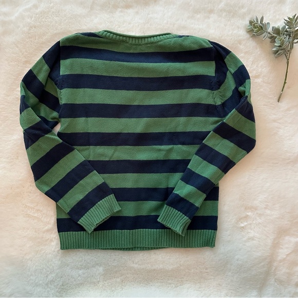 Beebay | Tractor Striped Sweater - Size 6/7 - EUC - Navy/Green/Red - Picture 2 of 6